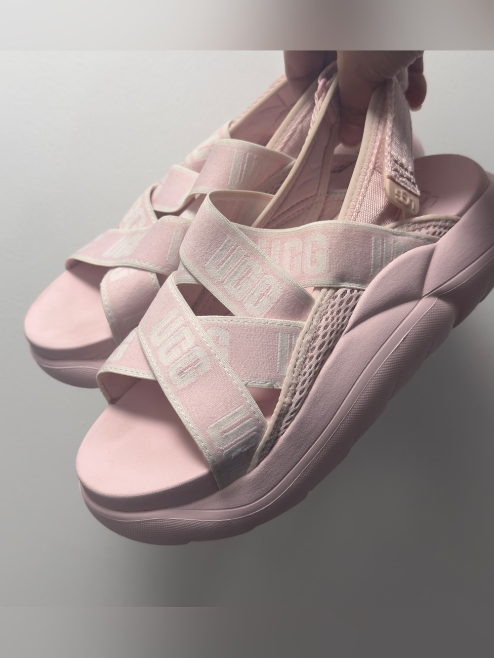 UGG Pale Pink Platform Strappy Sandal